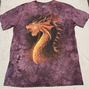 The Mountain Dragon Shirt Mens Large Purple Tie Dye Big Graphic USA Y2K